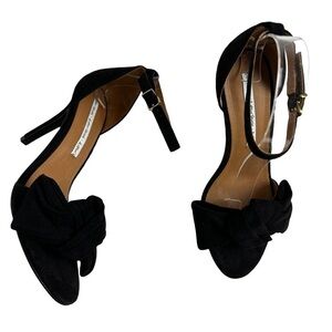 & Other Stories Black Faux Suede Bow Heels‎ 7